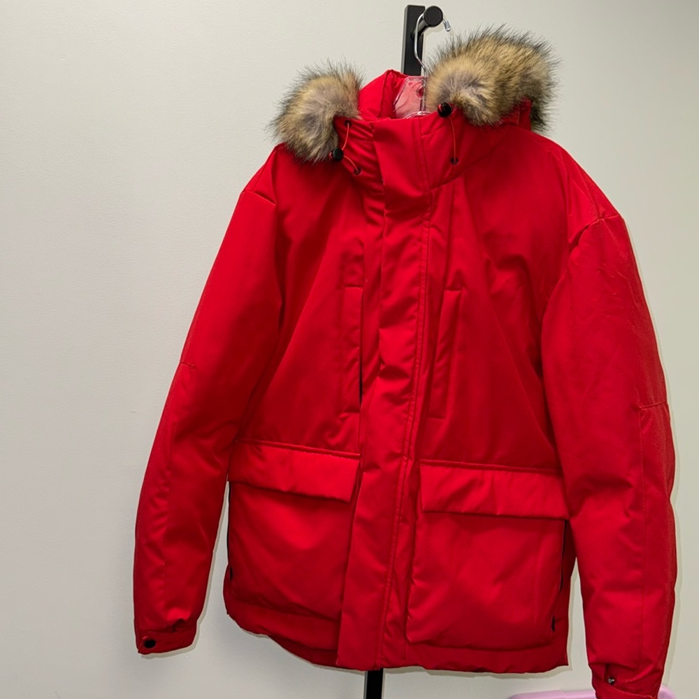Zara red Parka puffer jacket Coat size - M